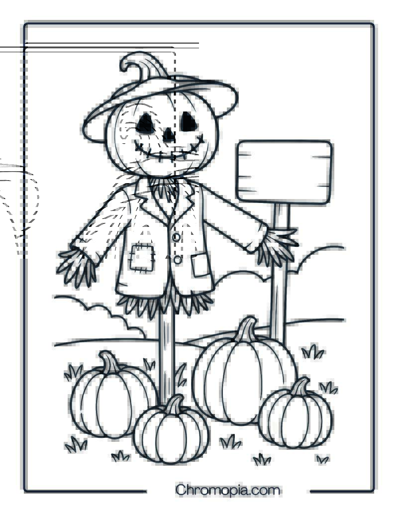Pumpkin Scarecrow Coloring Page