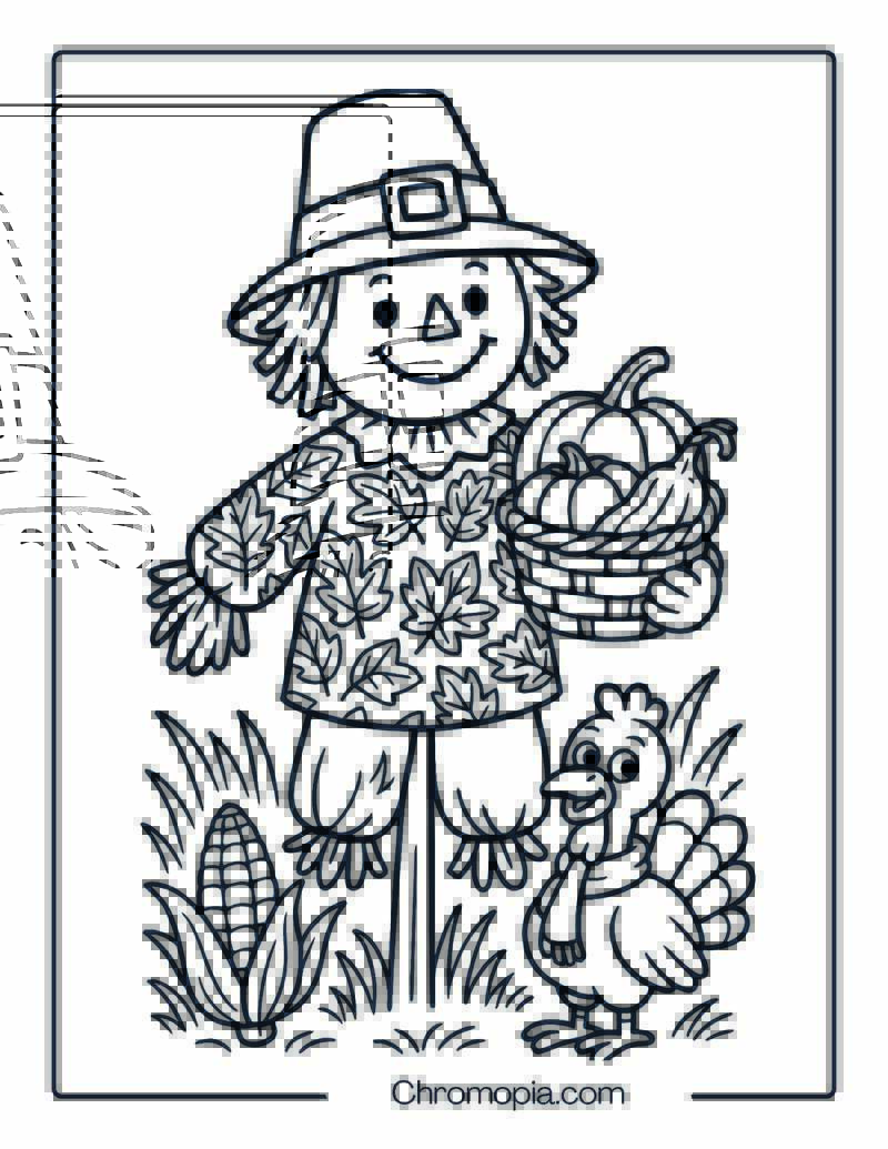 Thanksgiving Scarecrow Coloring Page