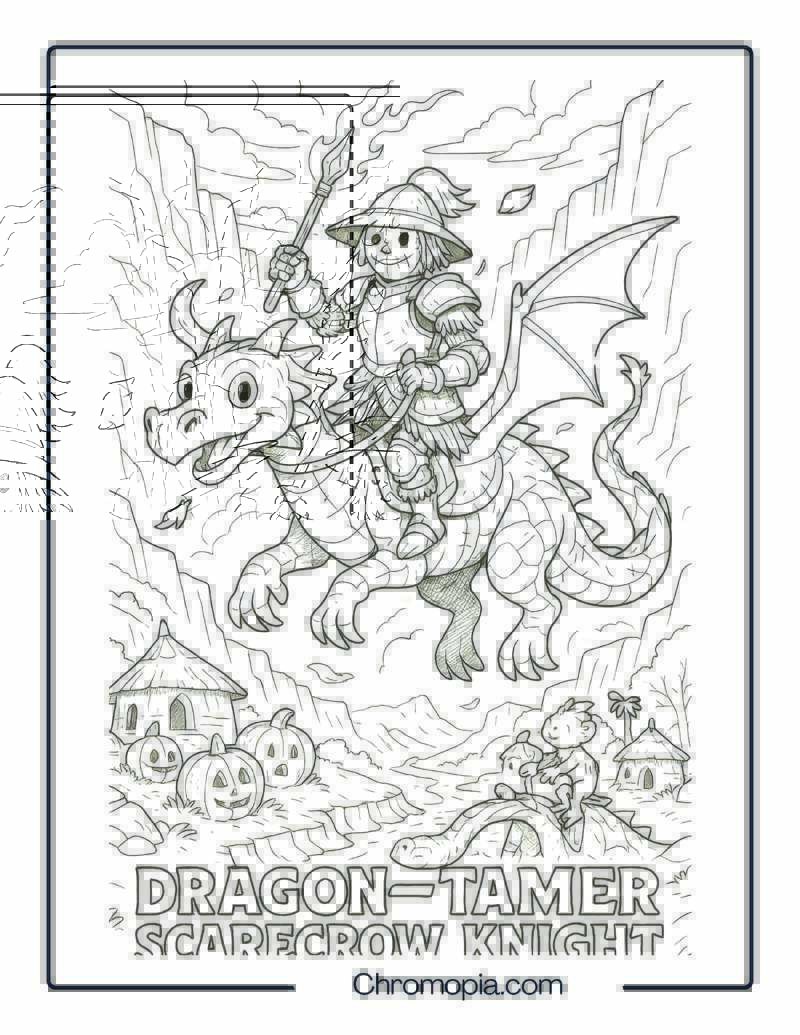 Dragon-Tamer Scarecrow Knight – Coloring Page