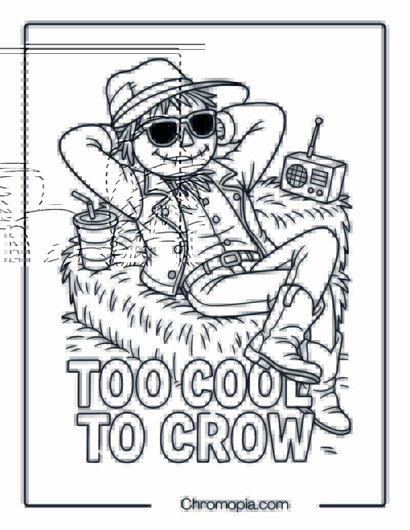 Cool Dude Scarecrow – Coloring Page