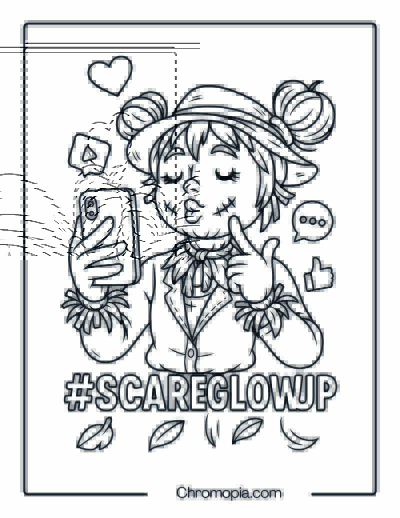 Influencer Scarecrow – Coloring Page