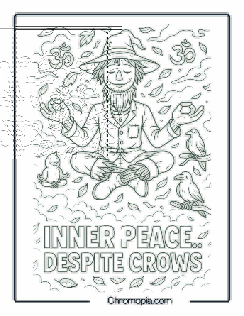 Meditating Scarecrow – Coloring Page