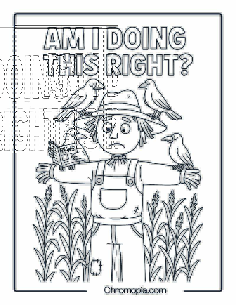 Scarecrow Forgot to Scare – Coloring Page