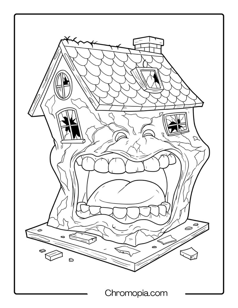 The Hysterical Laughter of the Cracked Dollhouse – Hysterical Coloring Page