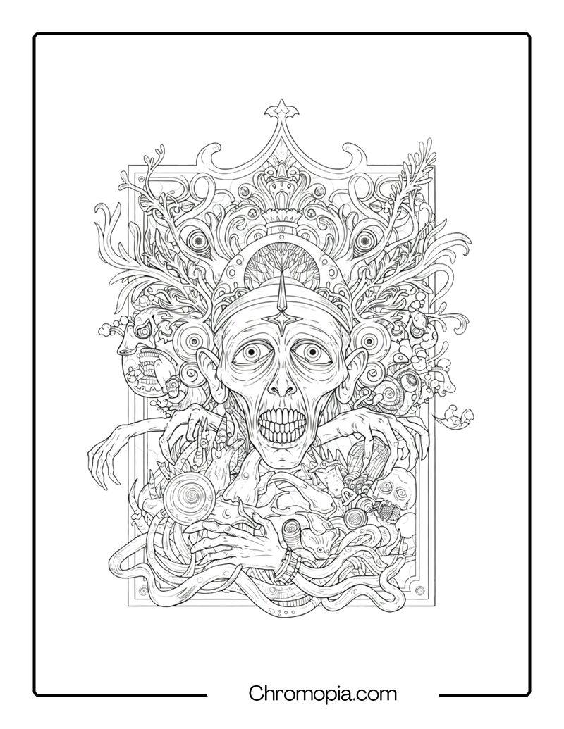 The Paranoid Dream of the Eyeless Watchers – Paranoid Coloring Page