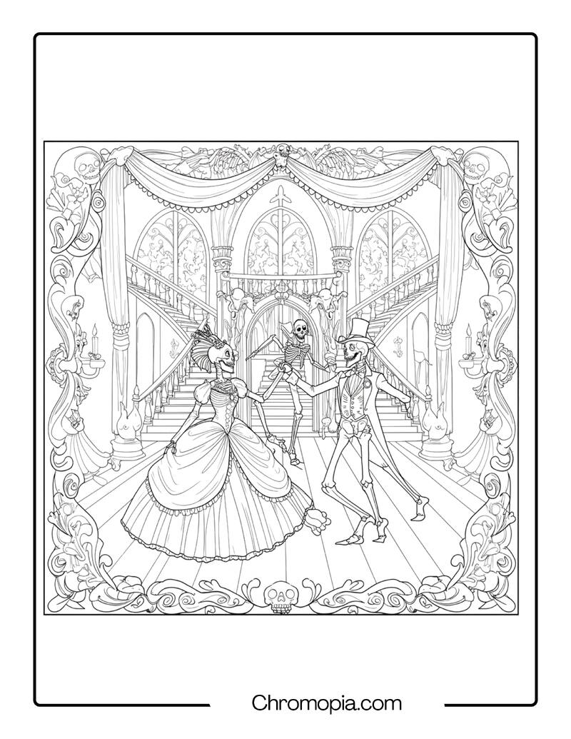 The Wicked Waltz of the Bone Ballroom – Wicked Coloring Page
