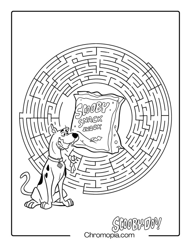 Scooby Doo Maze Coloring Page – Help Scooby Reach the Snack