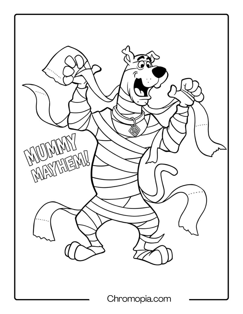 Scooby Doo Mummy Coloring Page – Scooby Wrapped in Toilet Paper