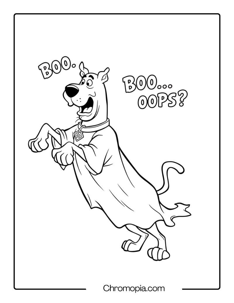 Scooby Doo Phantom Coloring Page – Scooby Wearing Bedsheet