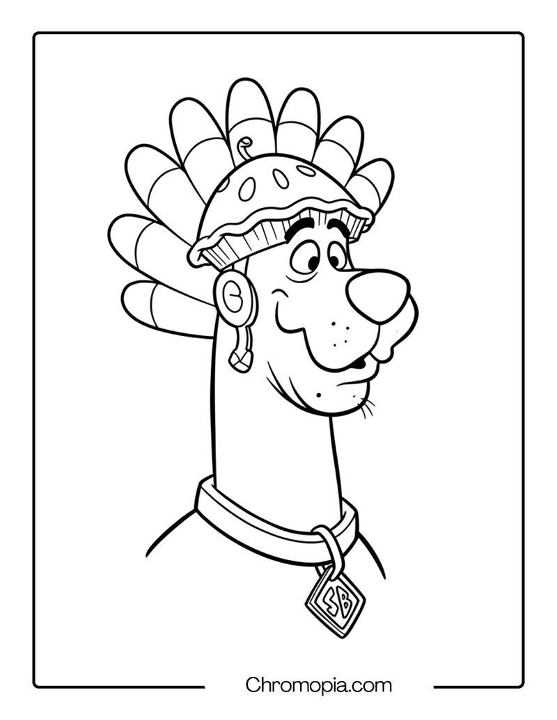 Scooby Doo Thanksgiving Coloring Page – Turkey Hat Silly Face