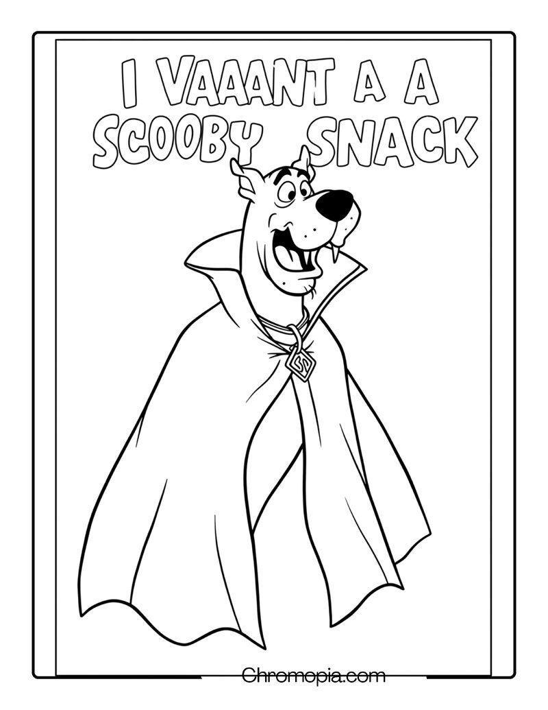 Scooby Doo Vampire Coloring Page – Cape & Big Fangs