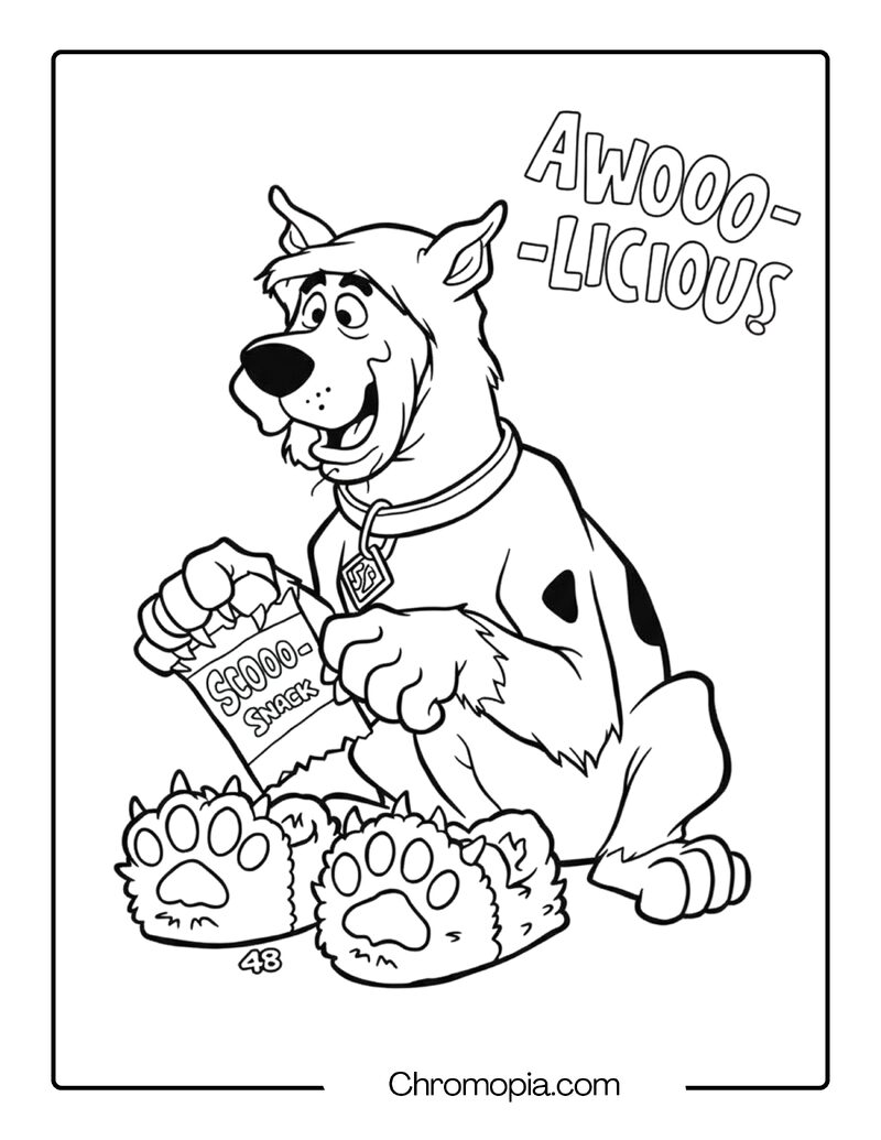 Scooby Doo Werewolf Coloring Page – Paw Slippers & Fur Hood