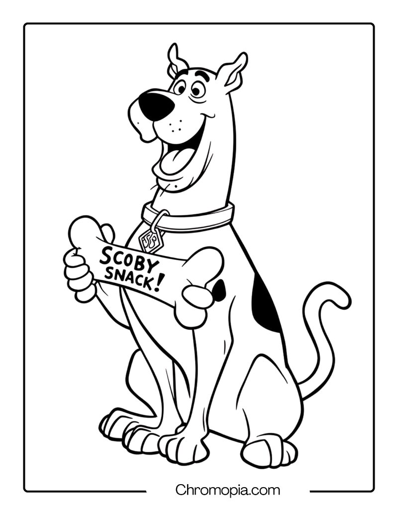 Scooby Dooby Doo Coloring Pages – Scooby Smiling i Bone