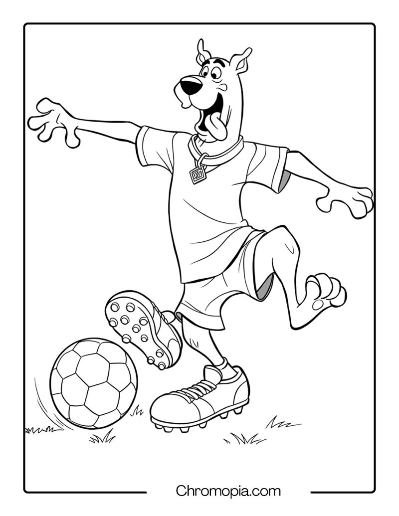Scooby Doo Playing Soccer Coloring Page