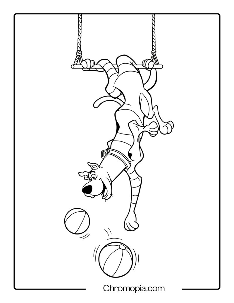 Scooby Doo as a Circus Acrobat Coloring Page