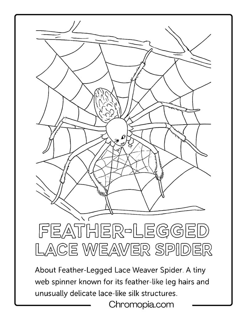 Feather-Legged Lace Weaver Spider Coloring Page