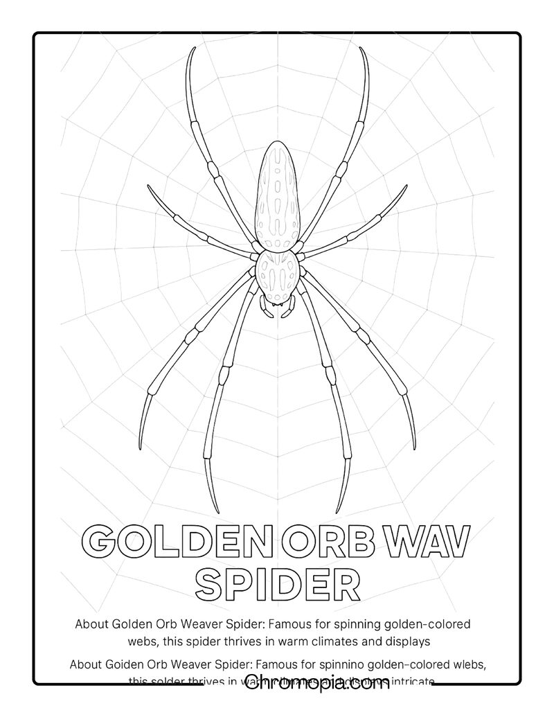 Golden Orb Weaver Spider Coloring Page