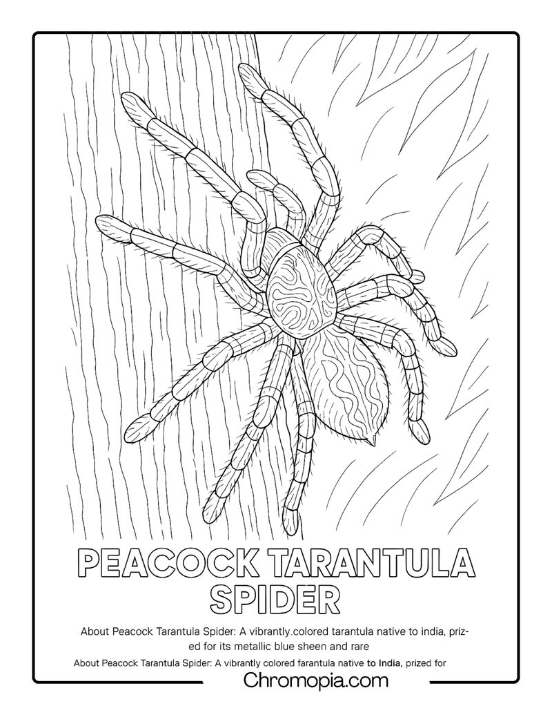 Peacock Tarantula Spider Coloring Page