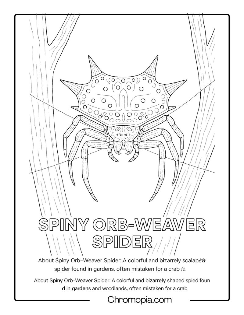 Spiny Orb-Weaver Spider Coloring Page