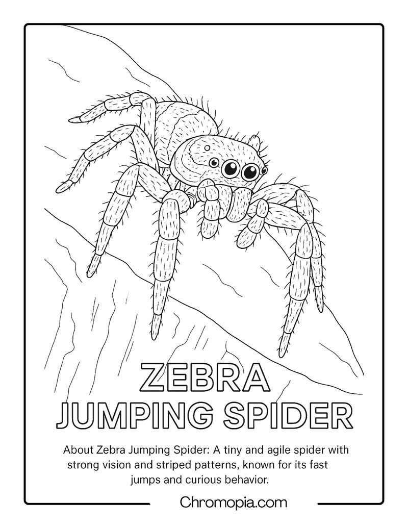 Zebra Jumping Spider Coloring Page