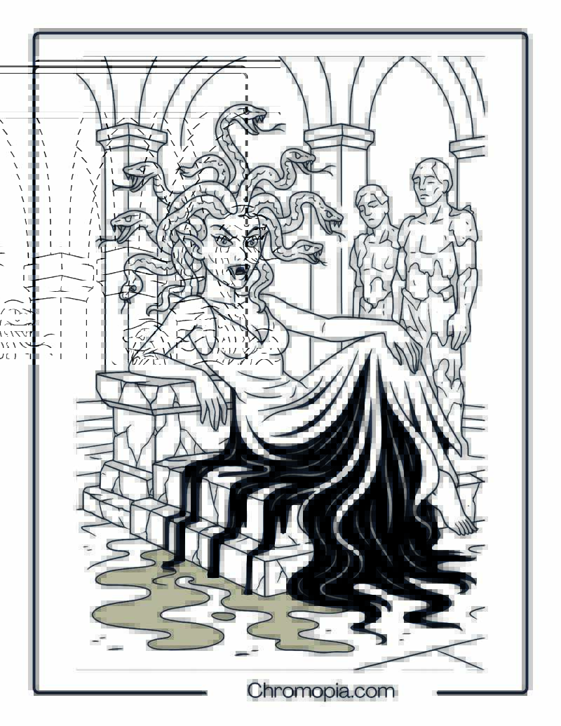 Medusa Vampire in Temple of Blood Coloring Page
