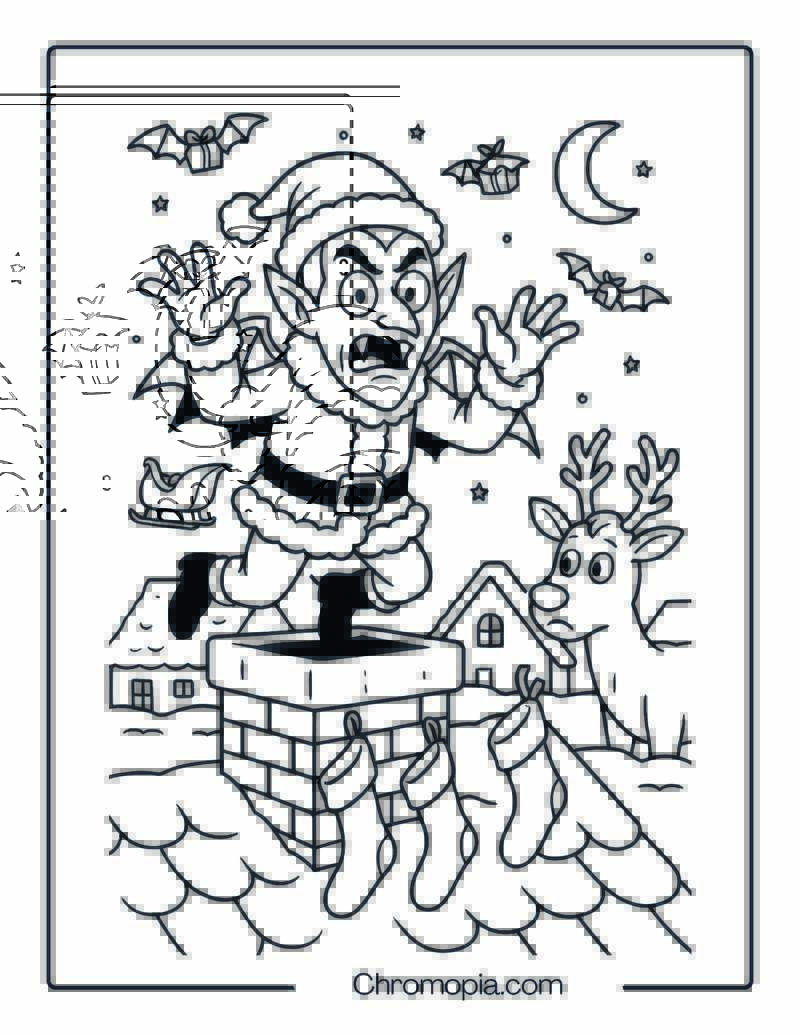 Santa Vampire in Chimney Mayhem Coloring Page