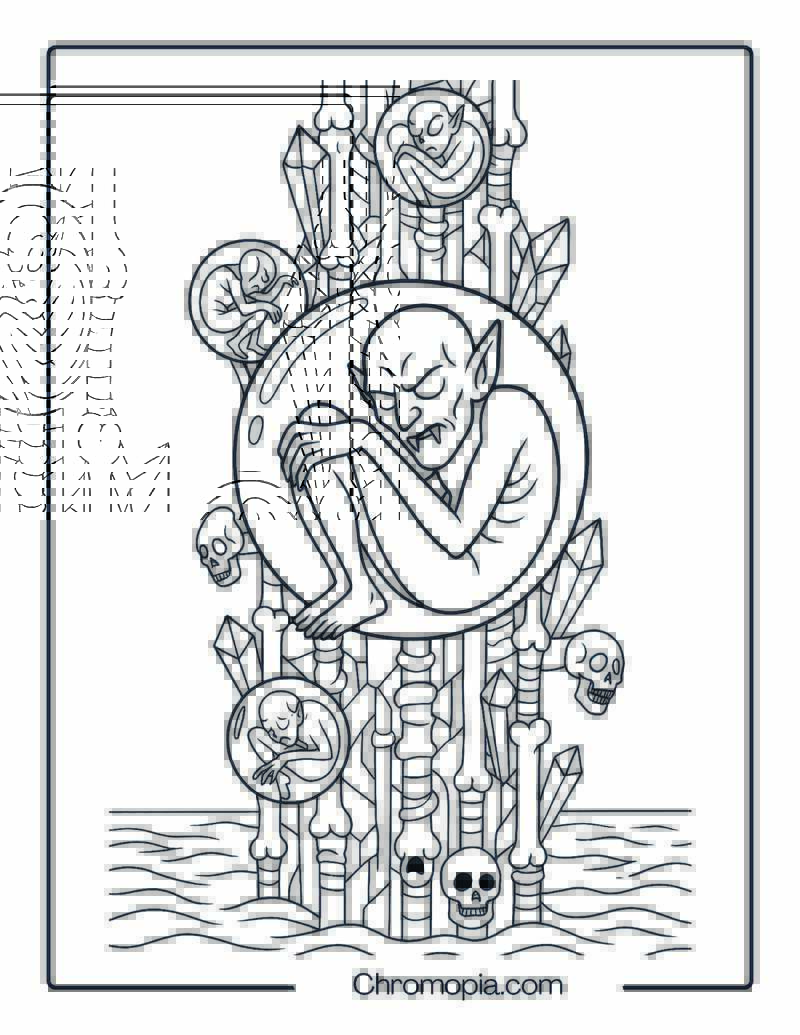 Surreal Vampire Inside Glass Orb Tower Coloring Page