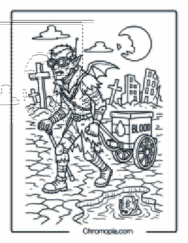 Post-Apocalyptic Vampire Scavenger Coloring Page