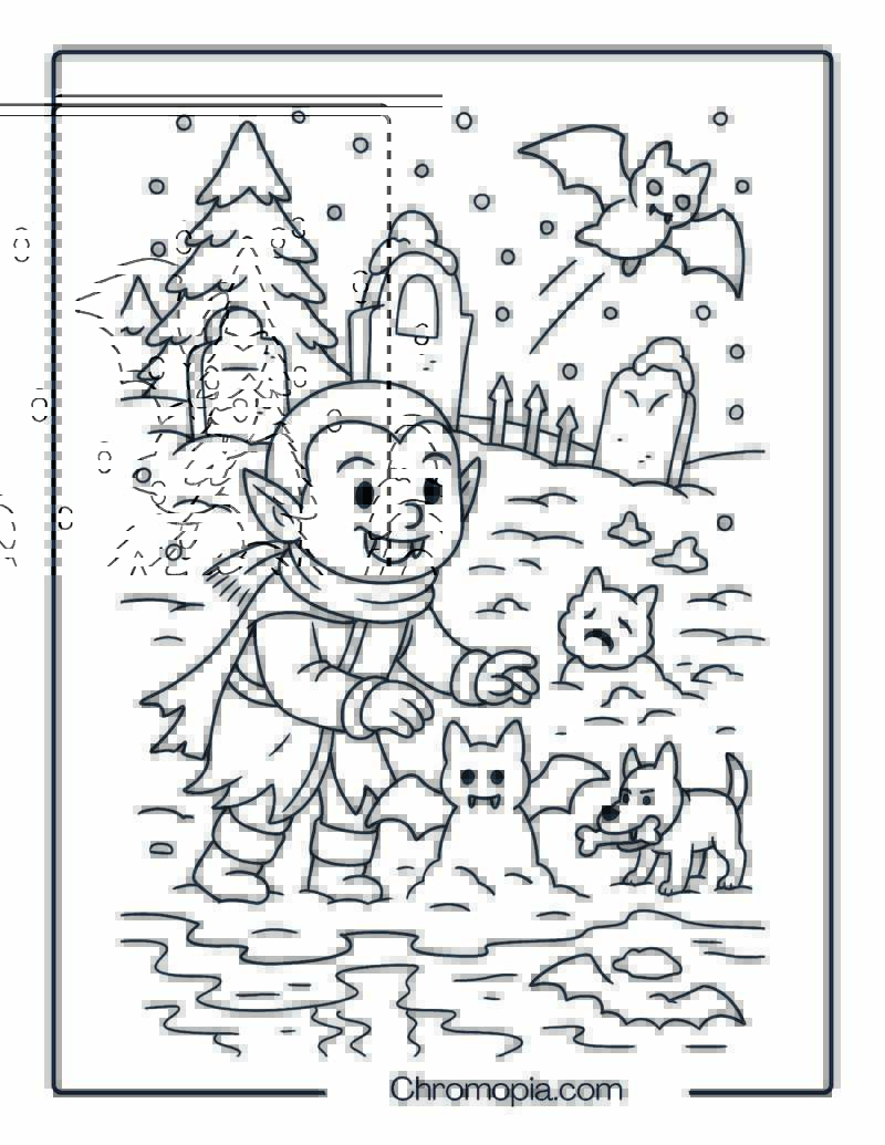 Winter Vampire Building Snow Bats Coloring Page