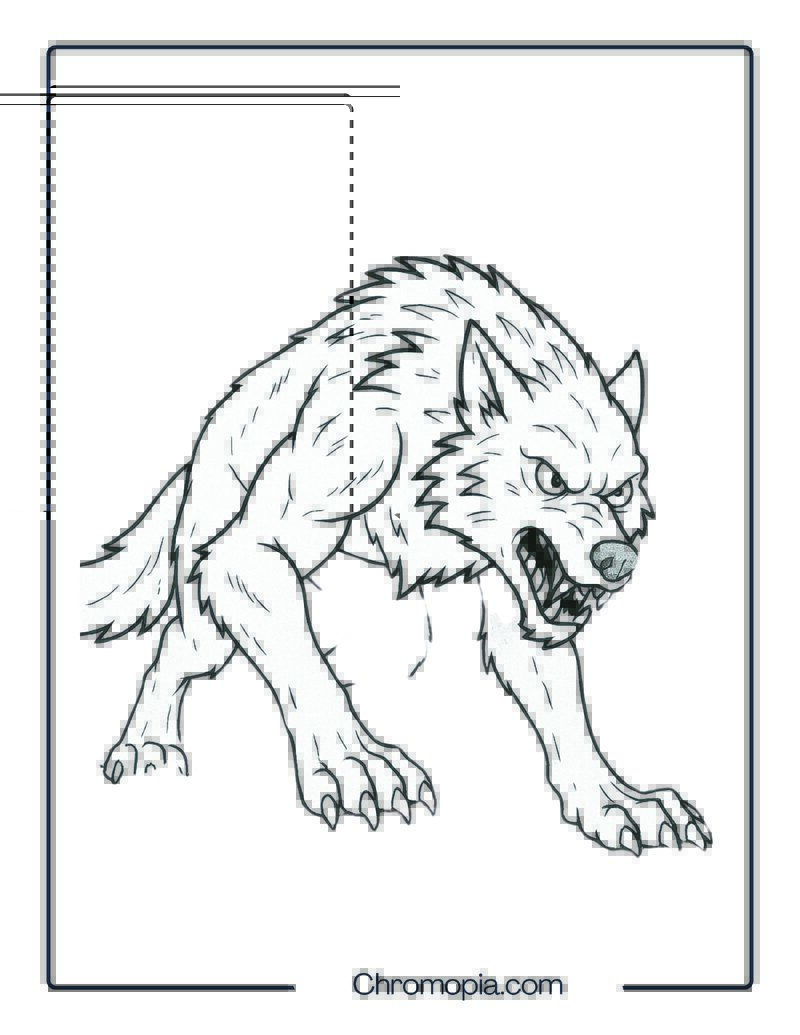 Werewolf Stalking in Abandoned Cathedral Coloring Sheet