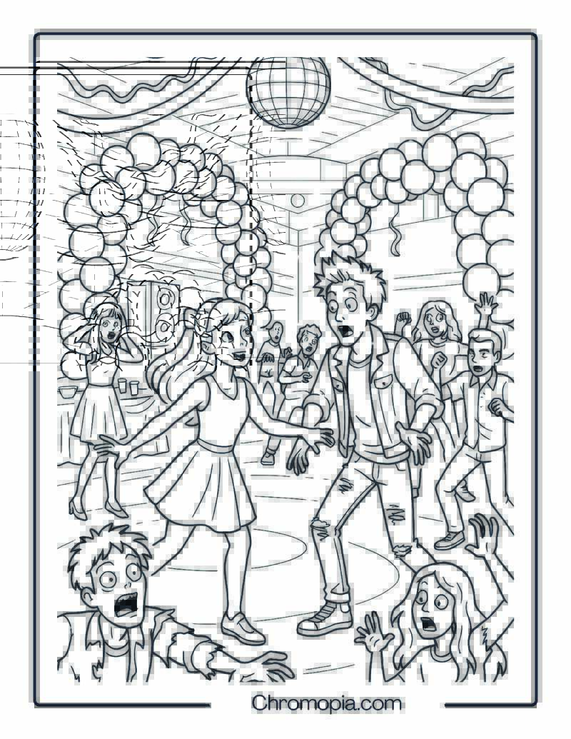 Disney Zombies School Dance Invasion Coloring Page