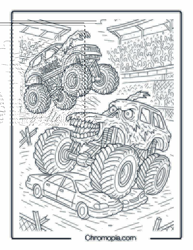 Zombie Monster Jam Arena Showdown Coloring Page
