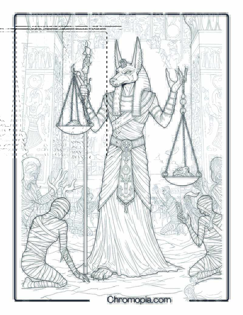 Anubis Coloring Sheet – Jackal God of the Forbidden Tomb