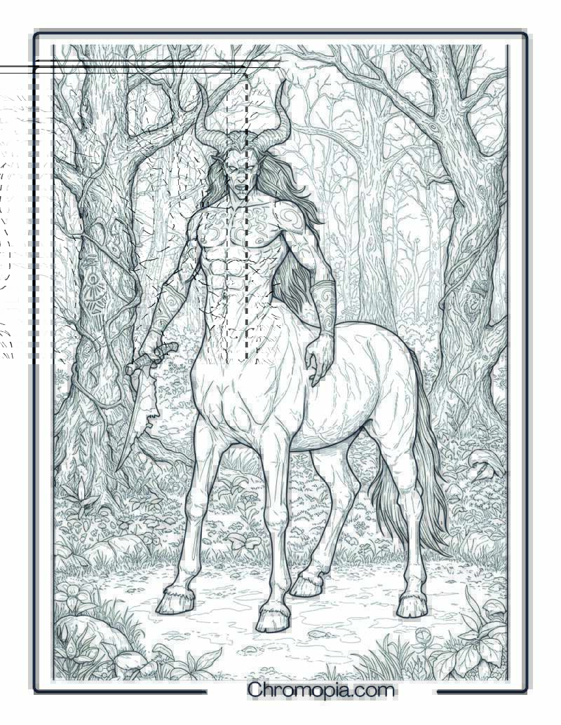 Centaur Coloring Page – Forest Butcher of the Wilds