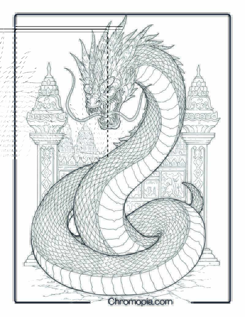 Naga Coloring Page – Temple of the Coiling Terror