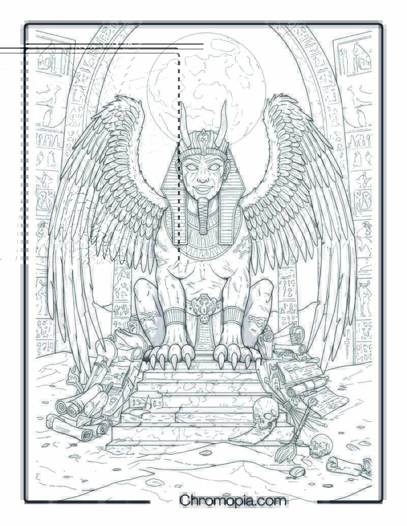 Sphinx Coloring Page – Riddle of the Lost Souls