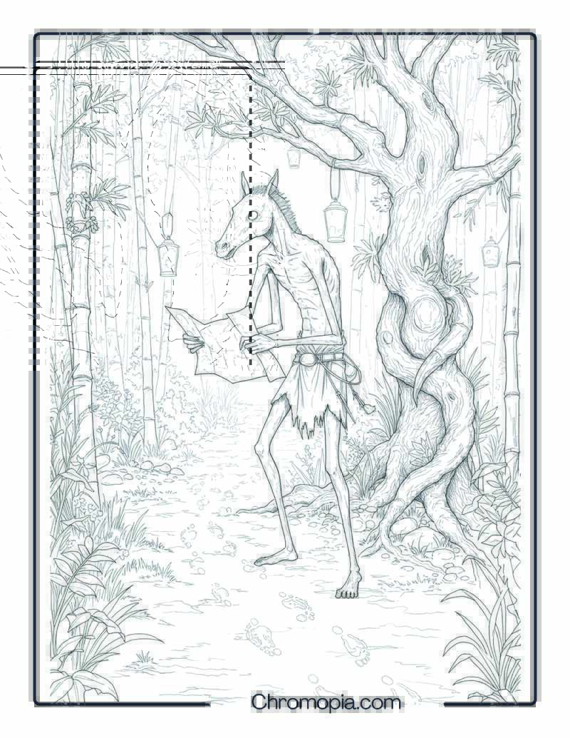 Tikbalang Coloring Page – Forest Demon of the Pathless Road (Philippines)