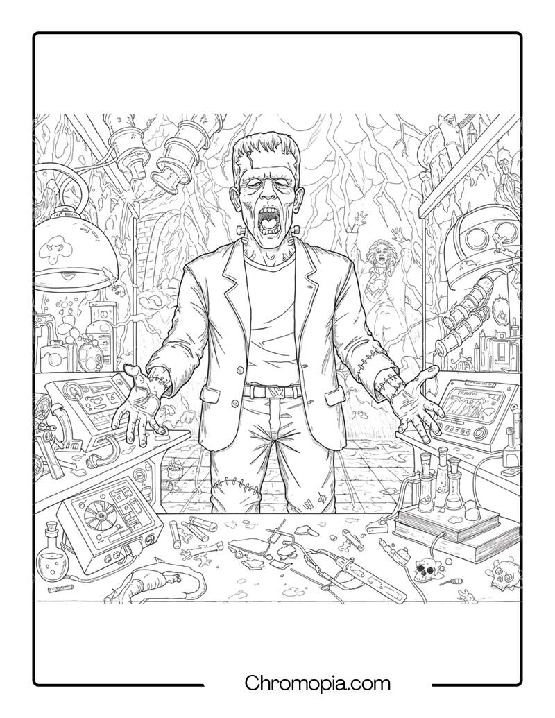 Frankenstein’s Monster Coloring Page – Laboratory of Horrors