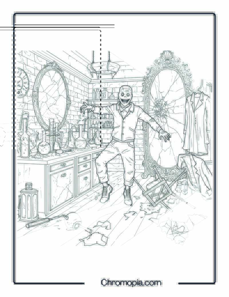 Invisible Man Monster Coloring Page – Madness in the Mirror
