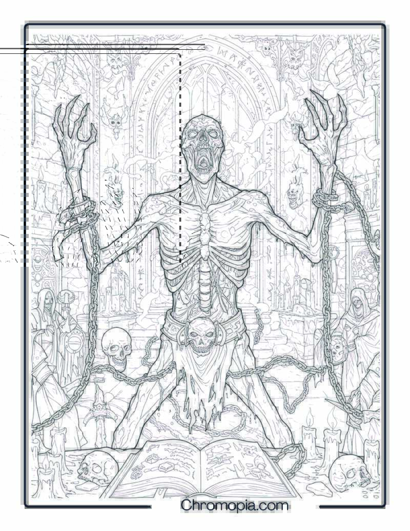 Reanimated Corpse Monster Coloring Page – Ritual of the Undying