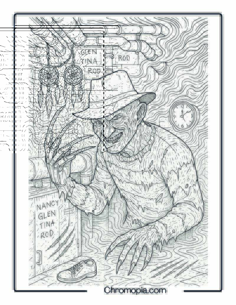 Freddy Krueger Coloring Page – Nightmare Furnace Room