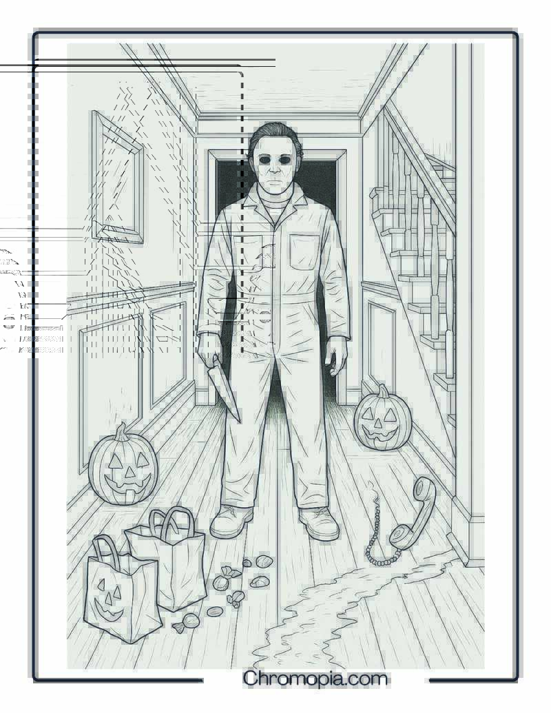 Michael Myers Coloring Sheet – The Shape in the Hallway
