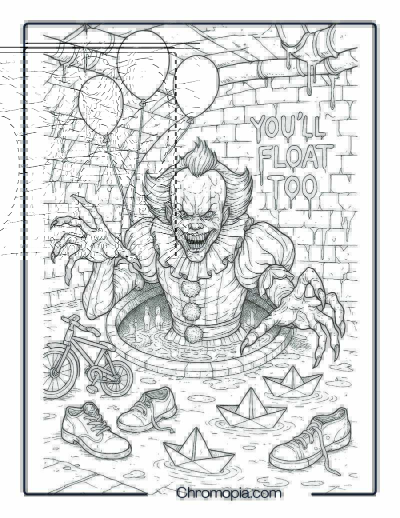 Pennywise Coloring Page – Sewer Grin of Derry