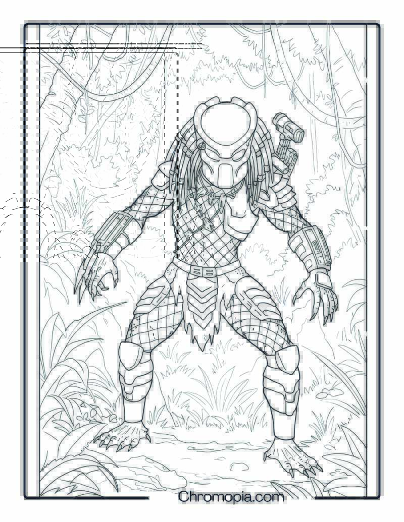 Predator Coloring Sheet – Jungle Death Hunt