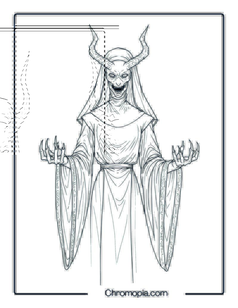 Valak Coloring Page – The Defiler Nun Demon (The Conjuring Universe)
