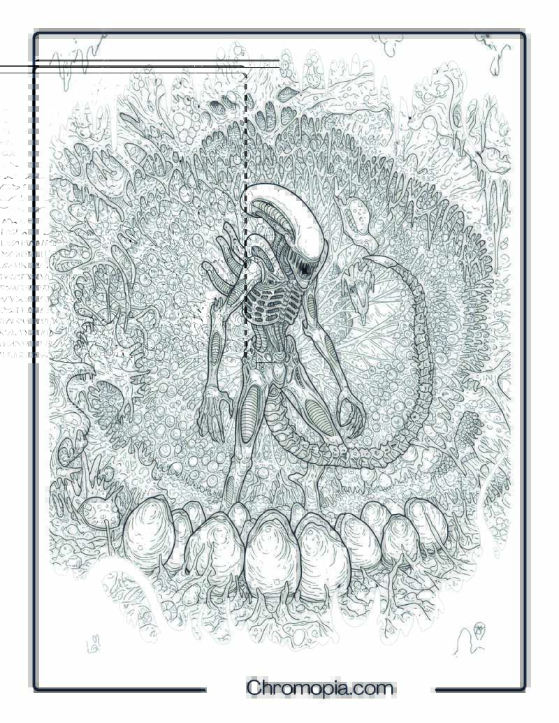Xenomorph Coloring Page – Hive of the Alien Brood
