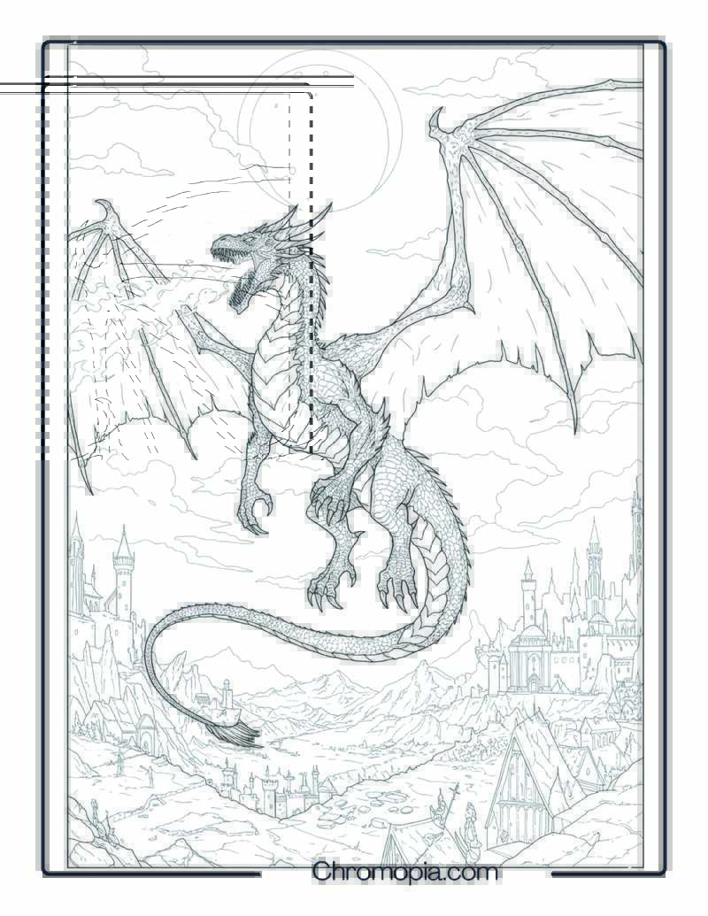 Dragon Coloring Page – Tyrant of the Crimson Sky