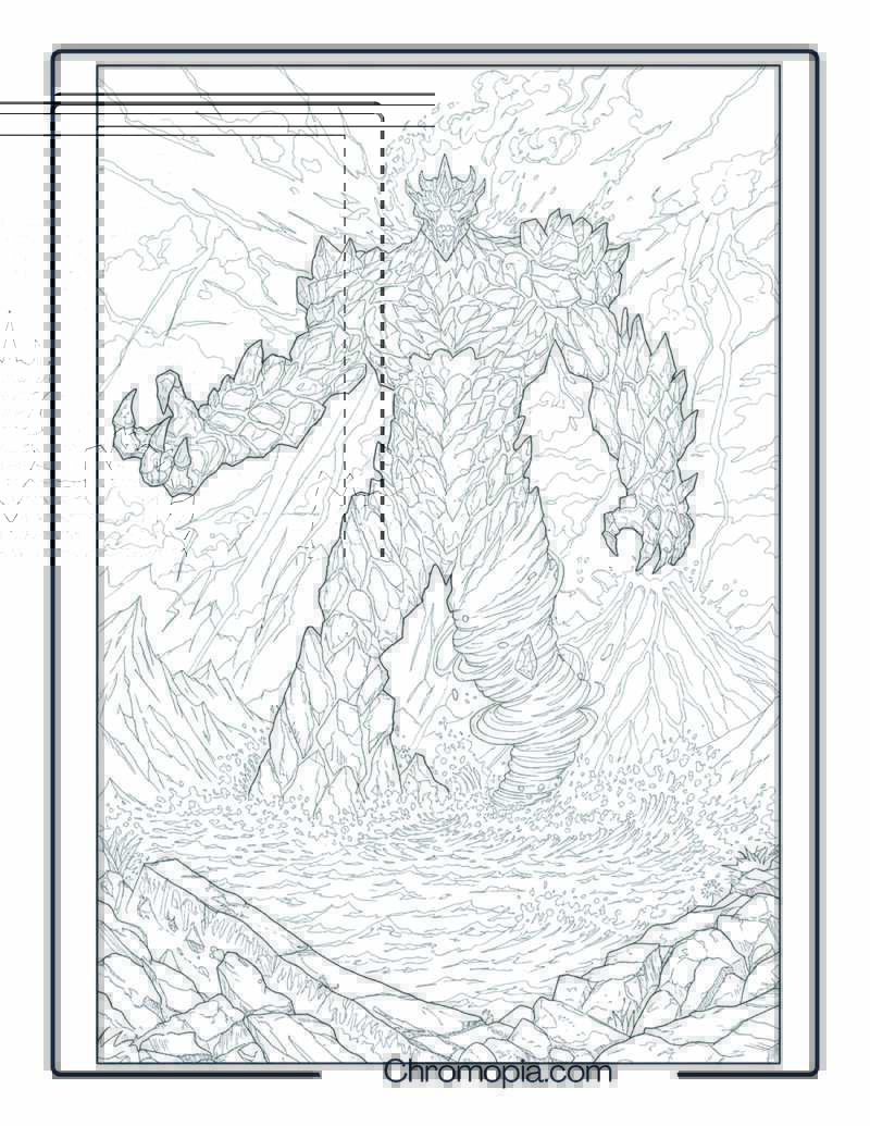 Elemental Titan Coloring Page – Cataclysm Incarnate