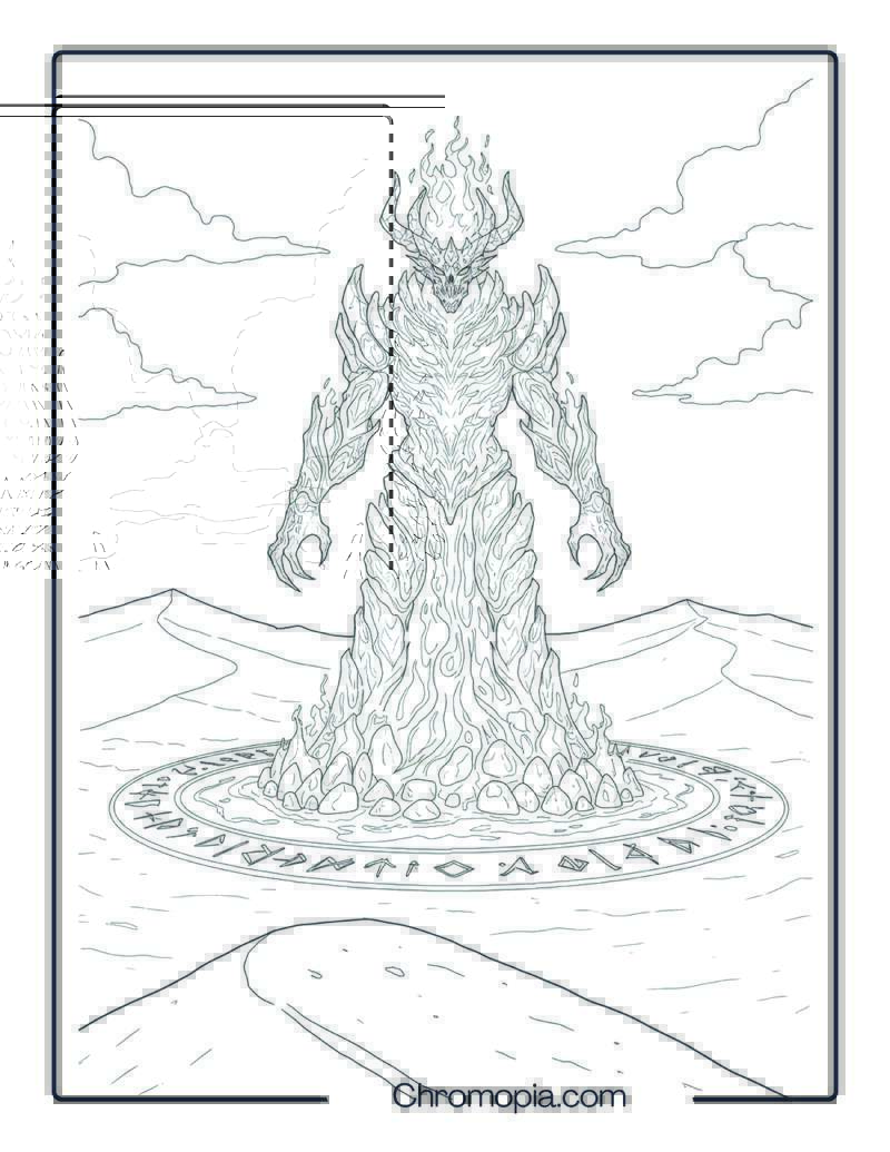 Ifrit Coloring Page – Fire Demon of Endless Deserts