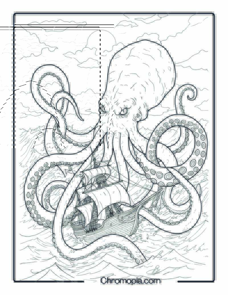 Kraken Coloring Sheet – Terror of the Deep Abyss
